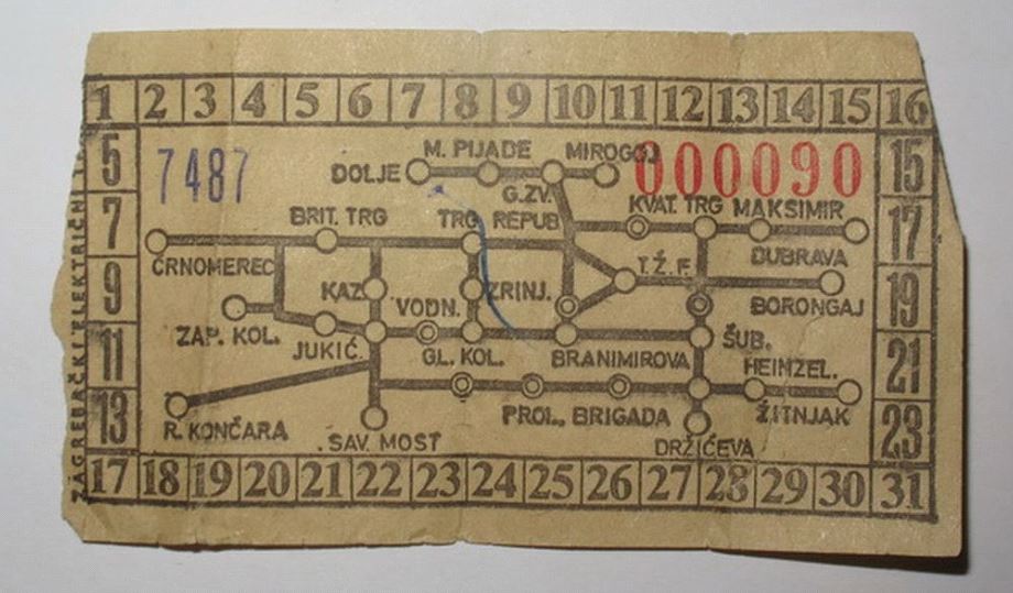 Tramvajska karta oko 1950. godine